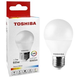 Λάμπα led toshiba για ντουί e27 θερμό λευκό 230v n_std g45 e27 7w 3000k γωνία δέσμης 180 μοίρες  Toshiba 00168858