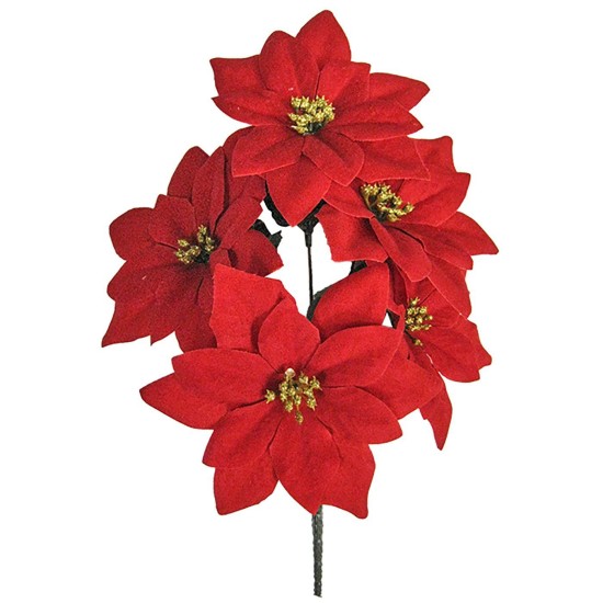 Μπουκέτο με 5 αλεξανδρινά βελουτέ 32cm Φ13cm Xmasfest 1131122 ΜΠΟΥΚΕΤΟ ΜΕ 5 AΛΕΞΑΝΔΡΙΝΑ ΒΕΛΟΥΤΕ 32cm Φ13cm