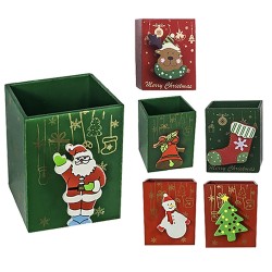 Μολυβοθήκη χριστουγέννων 4 σχέδια 8x7x5cm Xmasfest 1131893