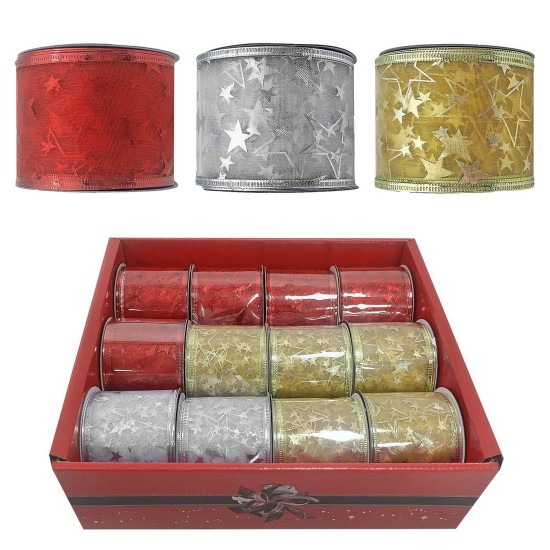 ΚΟΡΔΕΛΑ ΧΡΙΣΤΟΥΓΕΝΝΩΝ ΟΡΓΑΝΤΖΑ-GLITTER 6,3cm x5,5m