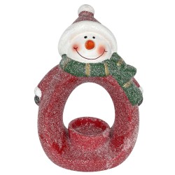Κηροπήγιο κεραμικό χιονάνθρωπος 20,5x14x7,5cm Xmasfest 1132267