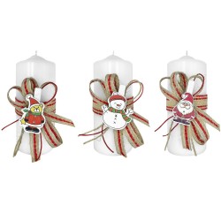 Κερί κορμός λευκό 3 σχέδια Άγιος 12x5cm Xmasfest 1132369