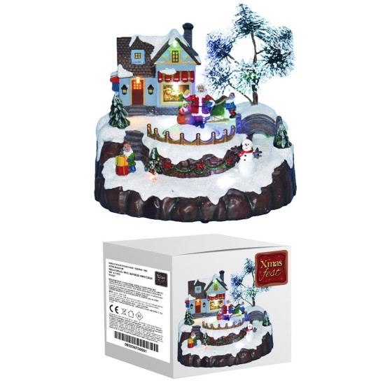 Χωριό xmas με Άγιο βασίλη 20,5cm Xmasfest 1132387 ΧΩΡΙΟ XMAS ΦΩΣ-ΚΙΝΗΣΗ ΑΓ.ΒΑΣΙΛΗΣ 20,5cm