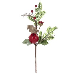 Κλωνάρι με μήλο & δεντράκι 30x12cm Xmasfest 1132855