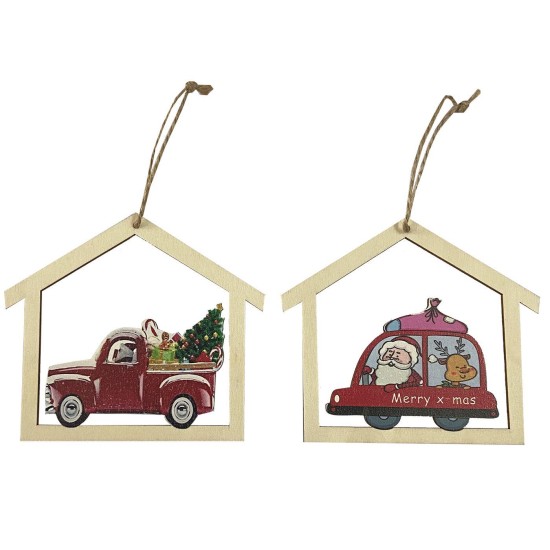 Στολίδι κρεμαστό αμάξι σπίτι xmas 13x11,5cm Xmasfest 1133040
