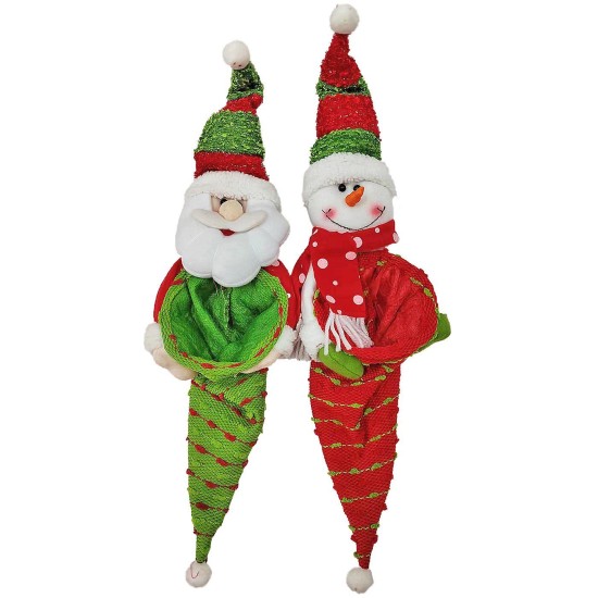 Κουκλάκι Άγιος-χιονάνθρωπος με θήκη για γλυκά 50x13cm Xmasfest 1133248