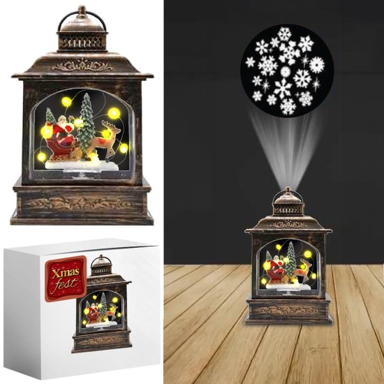 Φανάρι Άγιος με λαμπάκια και προτζέκτορα usb/μπαταρίας 21x13.5x8cm Xmasfest 1133321