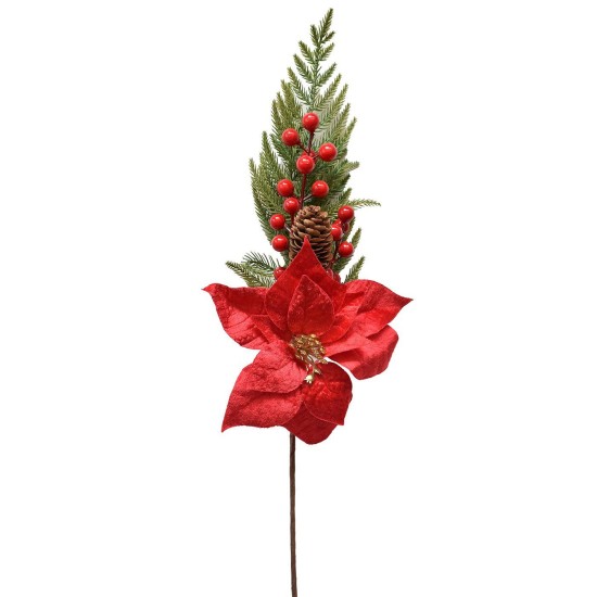 Κλωνάρι με γκι κουκουνάρι και αλεξανδρινό 50x20cm Xmasfest 1133327