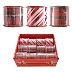 Κορδέλα χριστουγέννων καρό-ριγέ 6,3cm x5,5m Xmasfest 1133467