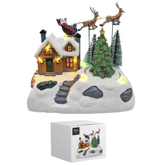 Χωριό xmas ιπτάμενοι τάρανδοι - έλκηθρο 18x18x11cm Xmasfest 1133482