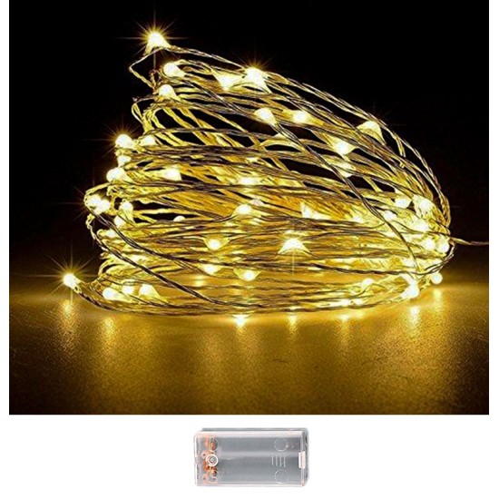 100 λαμπάκια led copper μπαταρίας λευκό θερμό σε σειρά σταθερά ip20 10,3m Xmasfest 1133505