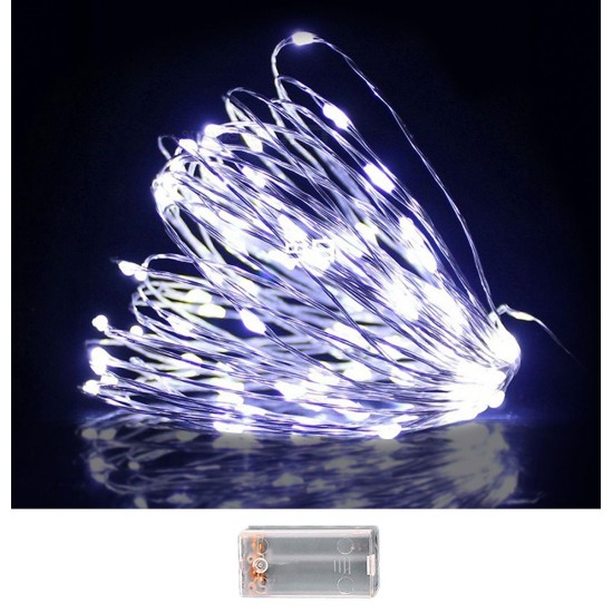 100 λαμπάκια led copper μπαταρίας λευκό ψυχρό σε σειρά σταθερά ip20 10,3m Xmasfest 1133506