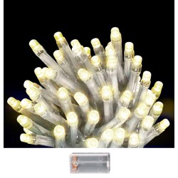50 λαμπάκια led μπαταρίας λευκό θερμό σε σειρά με controller ip20 5,2m Xmasfest 1133510