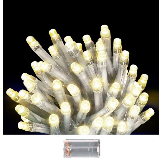 50 λαμπάκια led μπαταρίας λευκό θερμό σε σειρά με controller ip20 5,2m Xmasfest 1133510