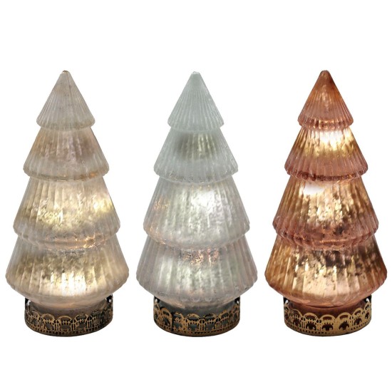 Φανάρι led γυάλινο δέντρο τύπου άλας ιμαλαίων 16x7cm Xmasfest 1133544