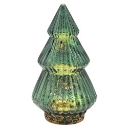 Φανάρι led γυάλινο δέντρο αντικέ copper 22x12,5cm Xmasfest 1133547