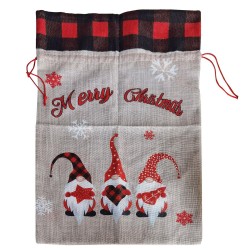 Σάκος χριστουγέννων λινάτσα καρώ 56x37cm Xmasfest 1133623