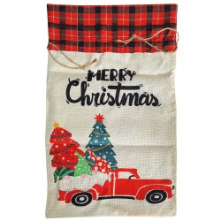 Σάκος χριστουγέννων λινάτσα σχέδια 52x30cm Xmasfest 1133629