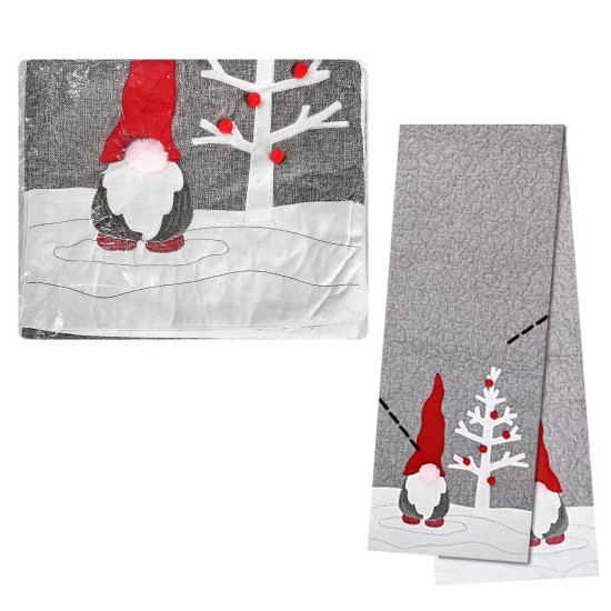 Runner διακόσμησης τραπεζιού γκρι με Άγιο gnome 177x33cm Xmasfest 1133634 Runner διακόσμησης τραπεζιού γκρι με Άγιο gnome 177x33cm Xmasfest 1133634