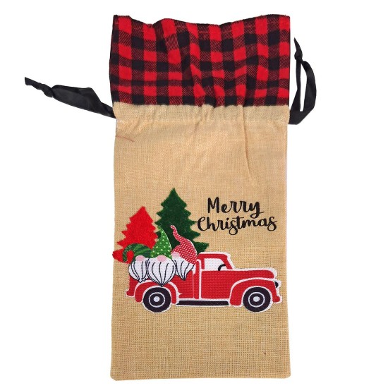 Θήκη κρασιού xmas λινάτσα 35x15cm Xmasfest 1133636