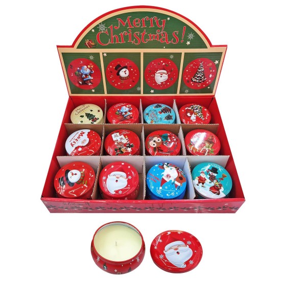 Κερί xmas σε μεταλλικό κουτί με καπάκι 7x4,5cm 110gr Xmasfest 1133683