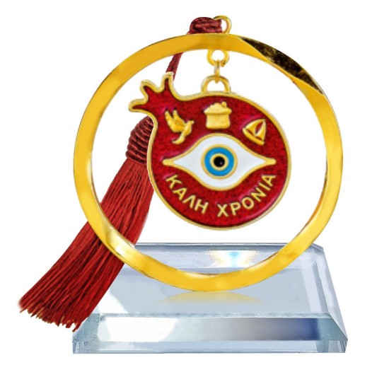 Γούρι επιτραπέζιο κρυστάλλινο μάτι-ρόδι ~8x5cm Xmasfest 1133704