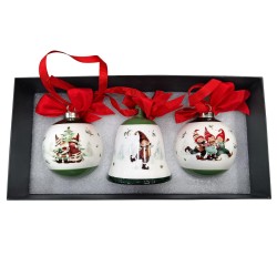 Σετ 2 μπάλες & 1 καμπάνα πορσελάνης 30x15x11cm Xmasfest 1133860