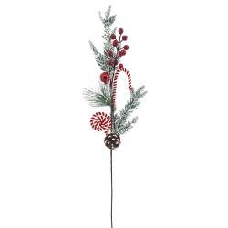 Κλαδί με Γλειφιτζούρι, Κουκουνάρι, γκι 72cm Xmasfest 1133895