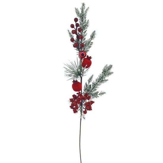 Κλαδί με 2 Ρόδια & γκι 72cm Xmasfest 1133900