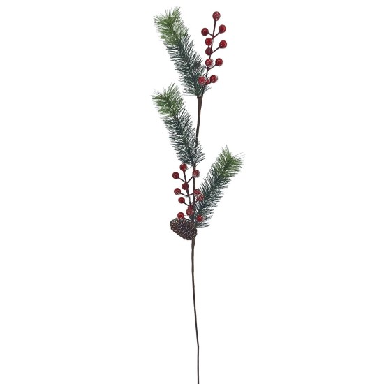 Κλαδί με Κουκουνάρι & γκι Χιονισμένα 72cm Xmasfest 1133901