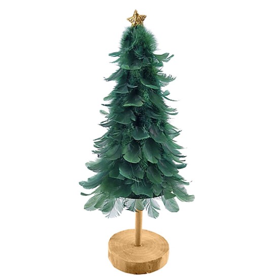 Δέντρο Επιτραπέζιο με Φτερά & Πούπουλα Πράσινο 33x ø12cm Xmasfest 1133907