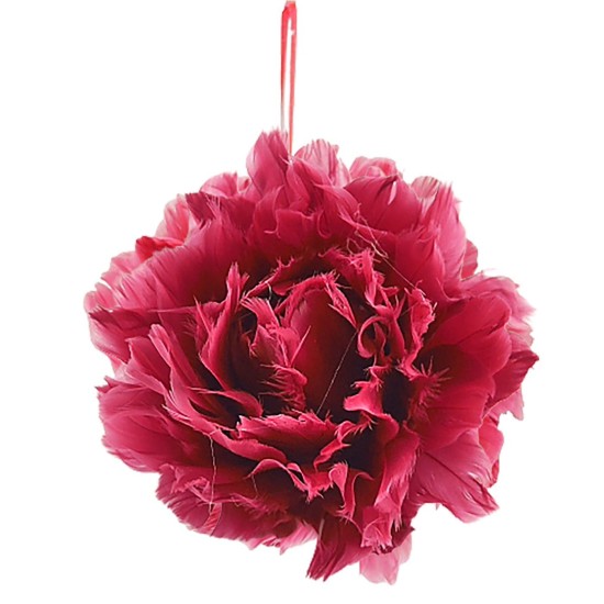 Μπάλα Χριστουγέννων με Φτερά & Πούπουλα Κόκκινη ø10cm Xmasfest 1133908