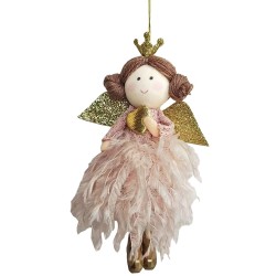 Αγγελάκι Στολίδι Κρεμαστό με Φτερά & Πούπουλα 12cm Xmasfest 1133911