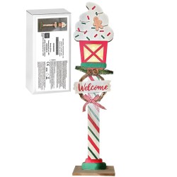 Φανάρι Ξύλινο Διακοσμητικό με 4 LED 58x15x7cm Xmasfest 1133914