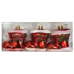 Μπότες Κρεμαστές Δέντρου Χριστουγέννων σετ=3τεμ 6,5x5cm Xmasfest 1133930