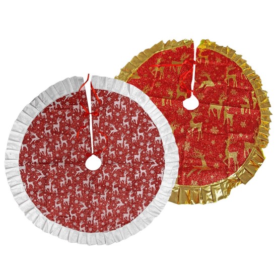 Ποδιά Δέντρου Γυαλιστερή Χρυσό-Κόκκινο ø90cm Xmasfest 1133954