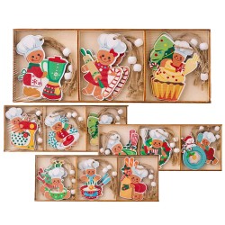 Στολίδια Ξύλινα Μπισκοτούληδες Σετ=9 τεμ 8cm Xmasfest 1133983