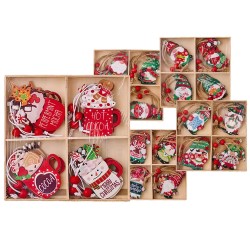 Στολίδια Ξύλινα Χριστουγεννιάτικες Φιγούρες Σετ=12 τεμ 6cm Xmasfest 1133984