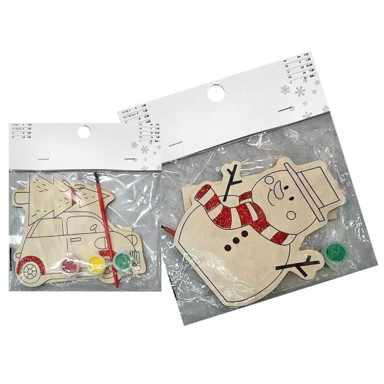 Διακοσμητικό DIY Ξύλινο με Χρώματα & Πινέλο 15x12cm Xmasfest 1133990