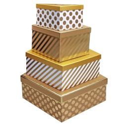 Κουτιά Χάρτινα Χρυσά Σετ=4 τεμ 24x19x14cm  28x24x15cm  34x31x16cm  38x35x18cm Xmasfest 1133993