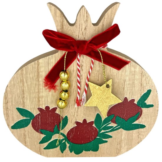 Ρόδι Ξύλινο Επιτραπέζιο Διακοσμητικό 14,5x14cm Xmasfest 1134011