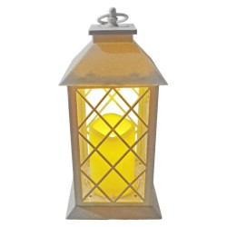 Φανάρι Λευκό με Κερί Μπαταρίας 31x14x14cm Xmasfest 1134024