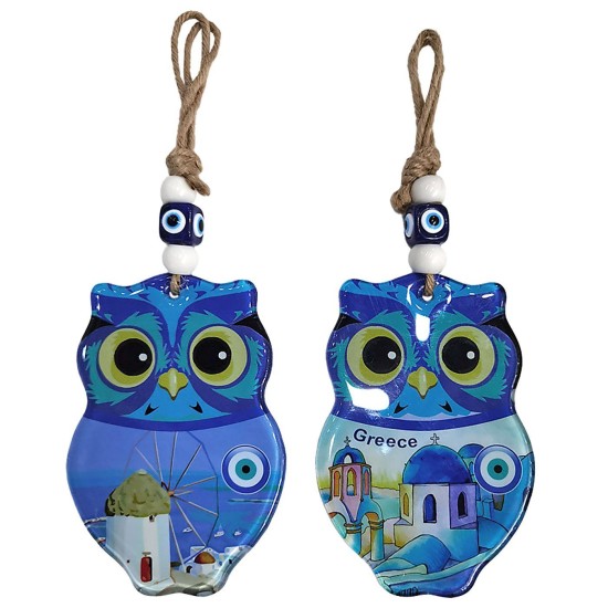 Γούρι κουκουβάγια greece με μάτι & νησί 24x13x9cm Homie 116934