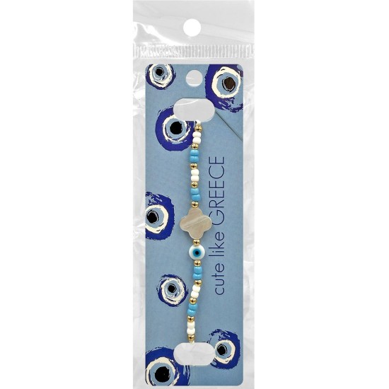 Βραχιόλι με Ματάκι & Λευκό Σταυρό  4teen4ty 401418