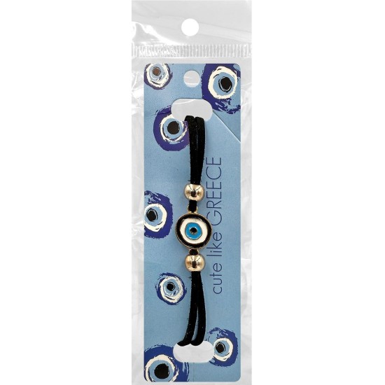 Βραχιόλι Μάτι με Μαύρο Δερματάκι  4teen4ty 401424