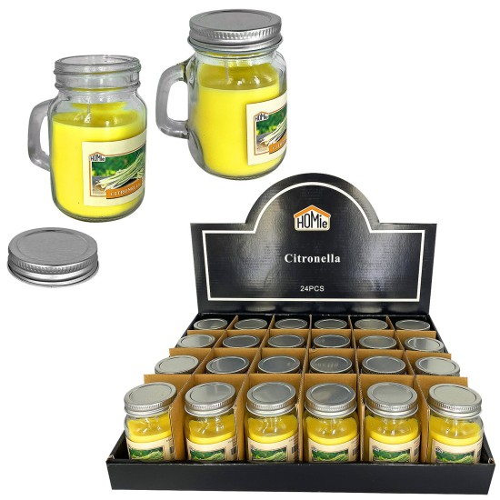 Κερί Σιτρονέλας σε Γυάλινο Ποτήρι με Καπάκι 8,5x6cm  210g Gross/90g net Homie 57501