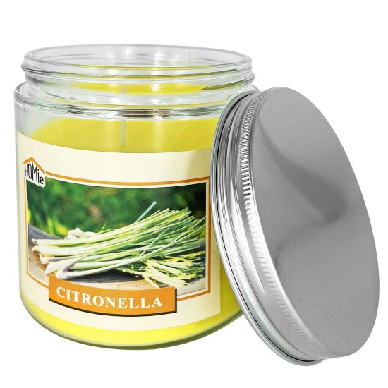 Κερί Σιτρονέλα σε Βάζο Γυάλινο με Καπάκι 10x9,5cm  545g Gross/280g net Homie 57505