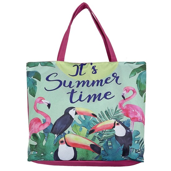 ΤΣΑΝΤΑ ΠΑΡΑΛΙΑΣ ΤΡΟΠΙΚΑ ΠΟΥΛΙΑ 46x35x13cm SUMMERtiempo 622555