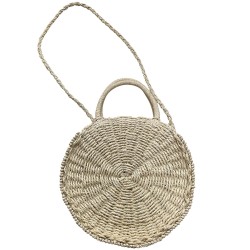 Τσάντα Στρογγυλή Ψαθόχαρτο Λευκή Φ28cm SummerTiempo 622560