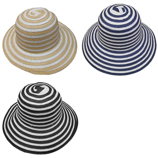 Καπέλο Γυναικείο Ψαθόχαρτο με Ρίγες Φ37cm SummerTiempo 622569